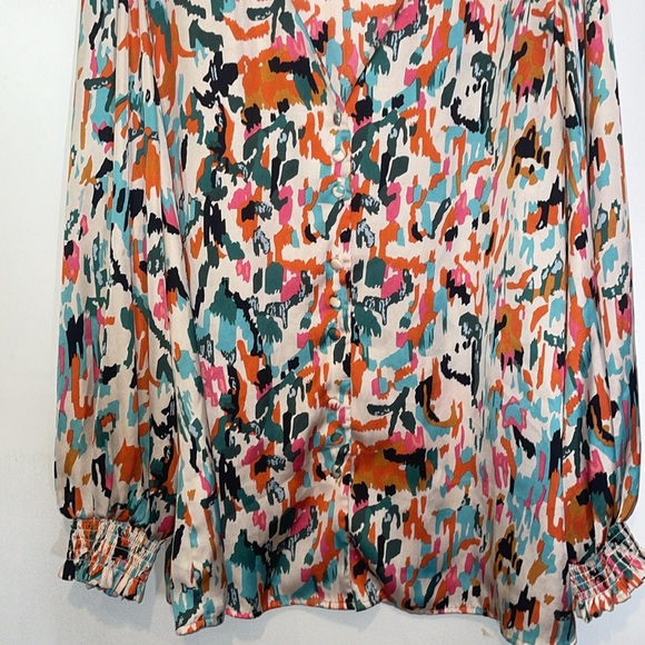 Women's Fall VNeck Long Sleeve Buttoned Down Blouse 2XL - Picture 3 of 7